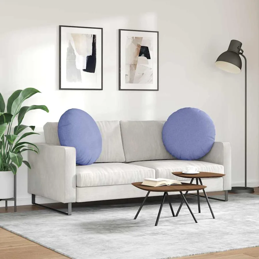 Coussins de siège 2 pcs Bleu denim Ø60 x 21 cm tissu - 4
