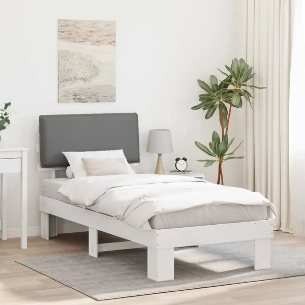 Cadre de lit avec tête de lit rembourrée Gris clair 75 x 190 cm