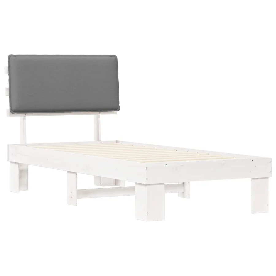 Cadre de lit avec tête de lit rembourrée Gris clair 75 x 190 cm - 4