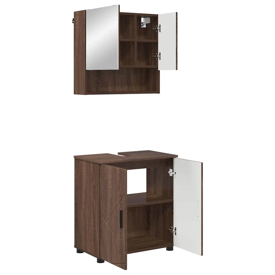 Ensemble de mobilier de salle de bain 2 pcs Chêne brun - 2
