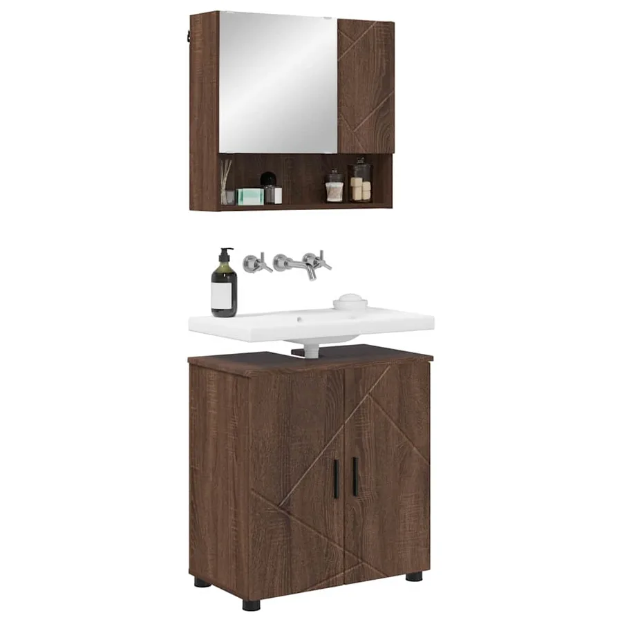Ensemble de mobilier de salle de bain 2 pcs Chêne brun - 3