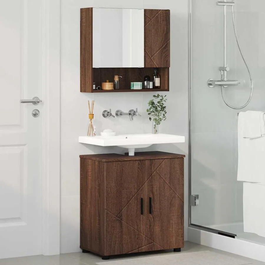 Ensemble de mobilier de salle de bain 2 pcs Chêne brun - 4