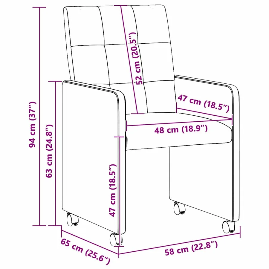 Chaises de Salle à Manger avec Roues 2 pcs Vert foncé tissu - 11