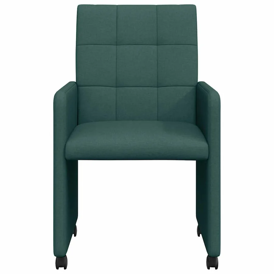 Chaises de Salle à Manger avec Roues 2 pcs Vert foncé tissu - 4