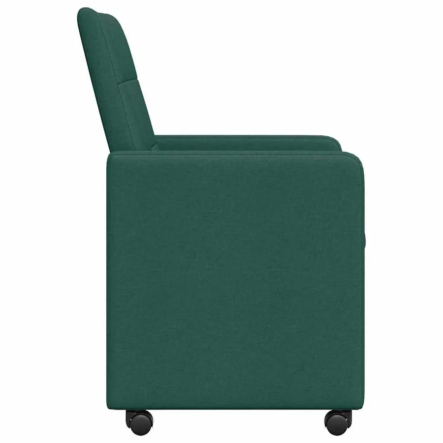 Chaises de Salle à Manger avec Roues 2 pcs Vert foncé tissu - 5