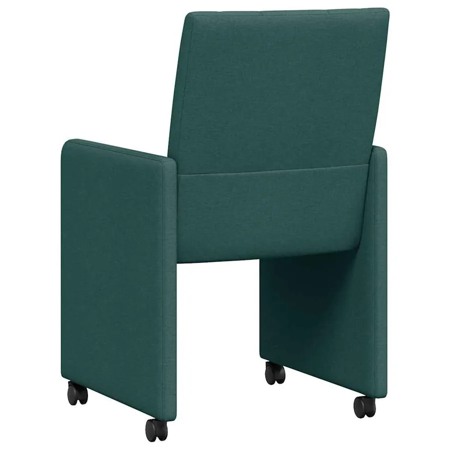 Chaises de Salle à Manger avec Roues 2 pcs Vert foncé tissu - 6