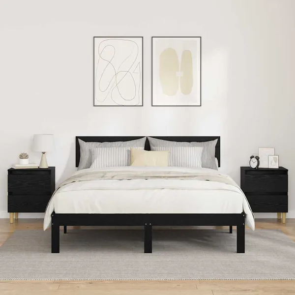 Meubles de lit avec tiroir 2 pcs Chêne noir 40 x 35 x 50 cm