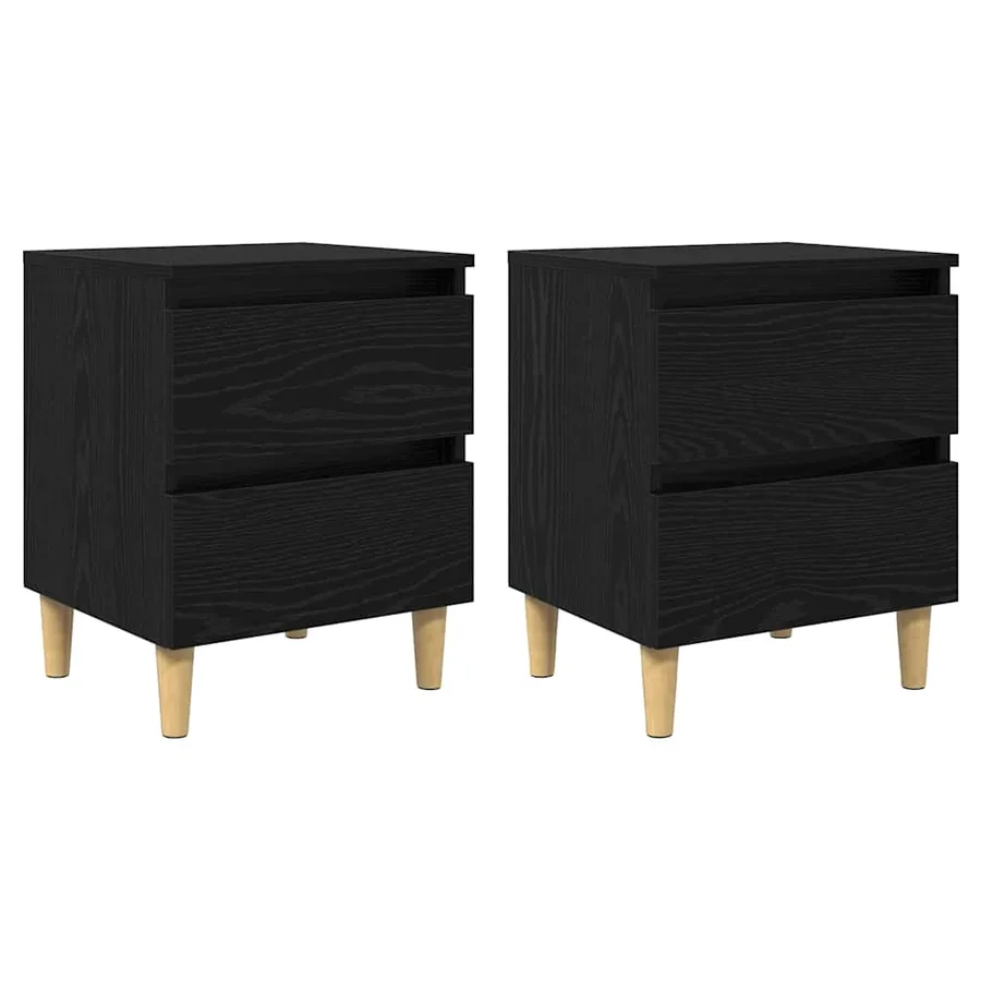Meubles de lit avec tiroir 2 pcs Chêne noir 40 x 35 x 50 cm - 2
