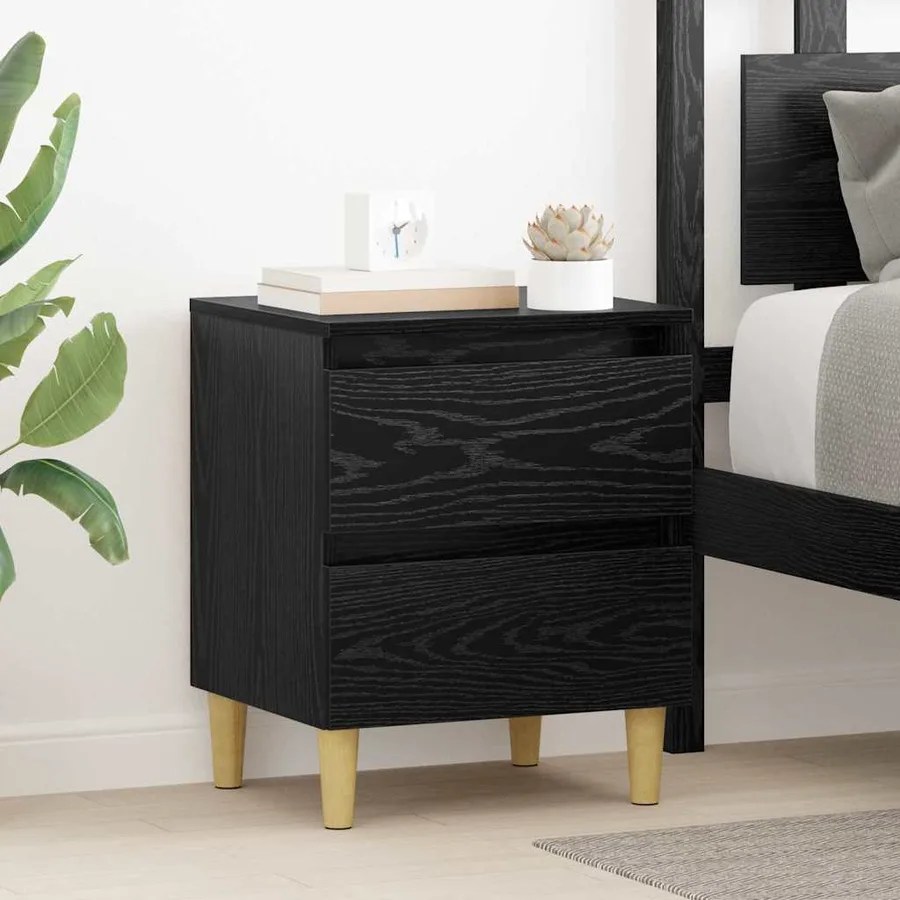 Meubles de lit avec tiroir 2 pcs Chêne noir 40 x 35 x 50 cm - 4