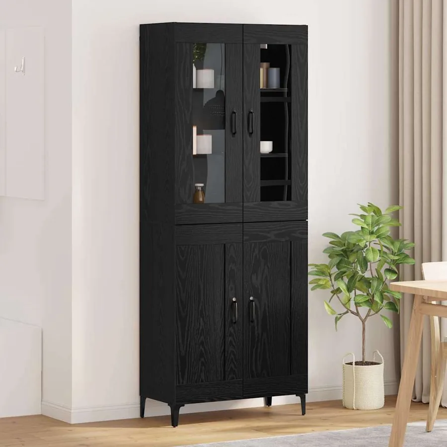 Haut Armoire Chêne noir 69,5 x 34 x 180 cm Bois d'ingénierie