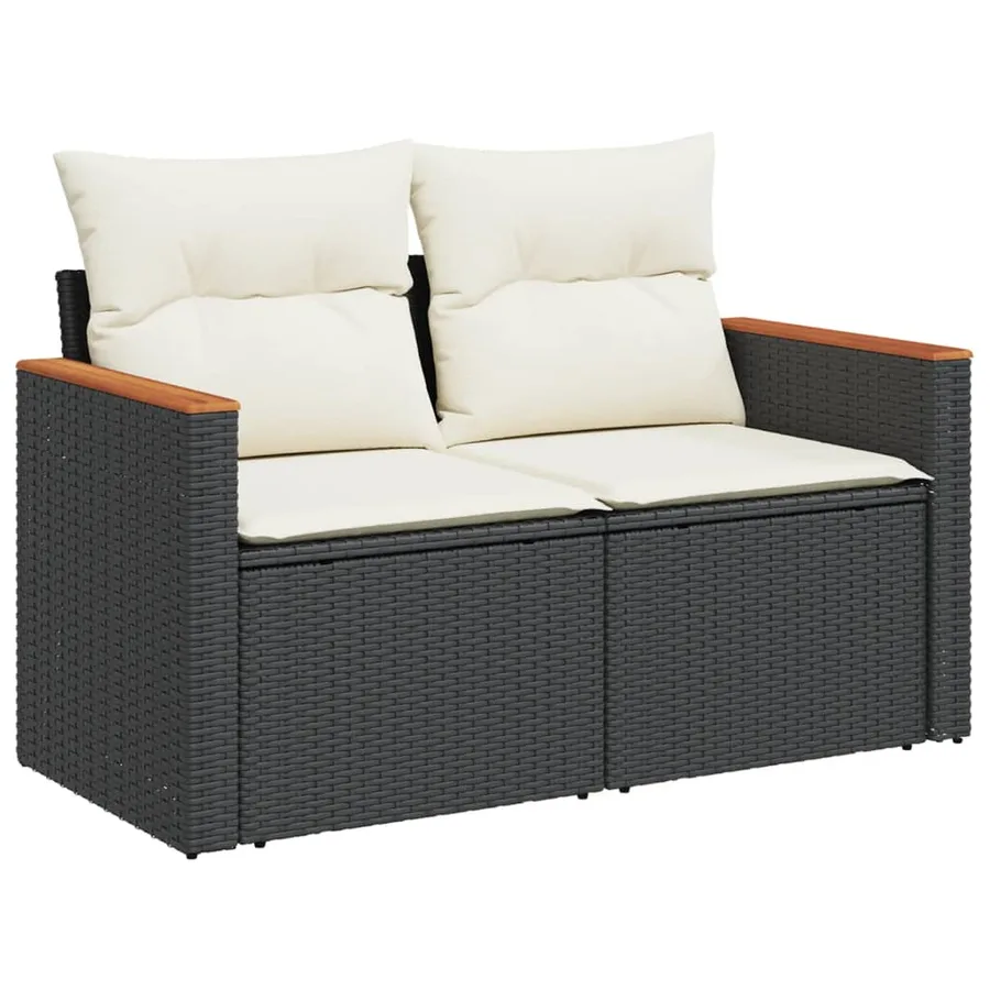 Salon de jardin 12 pcs avec coussins noir résine tressée - 5