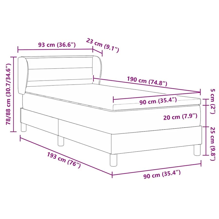 Lit à ressorts avec matelas Gris clair 90 x 190 cm tissu - 12