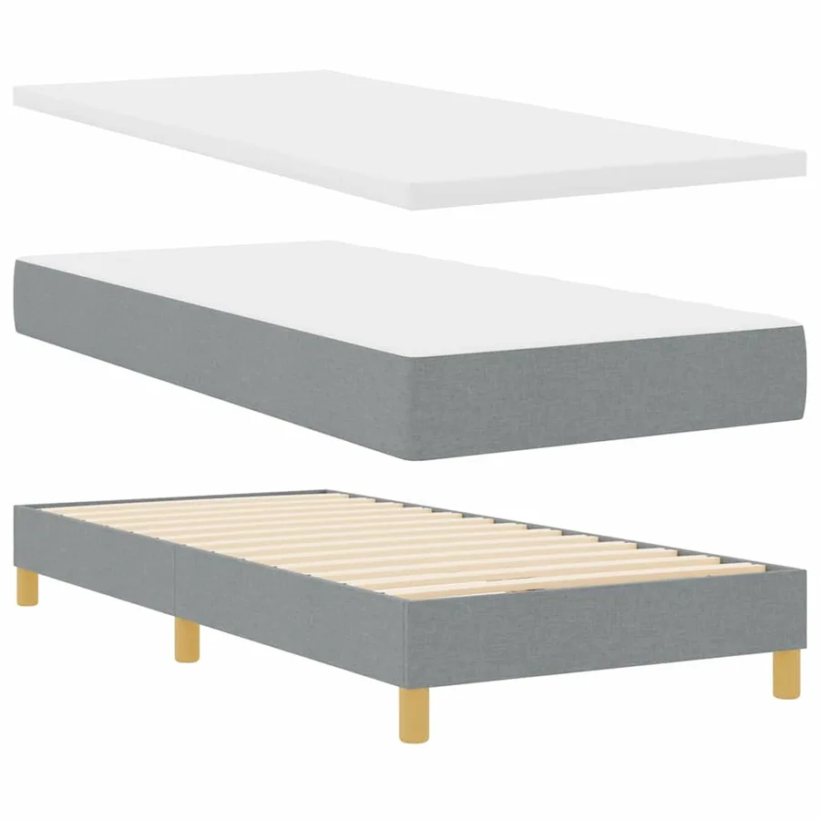 Lit à ressorts avec matelas Gris clair 90 x 190 cm tissu - 4