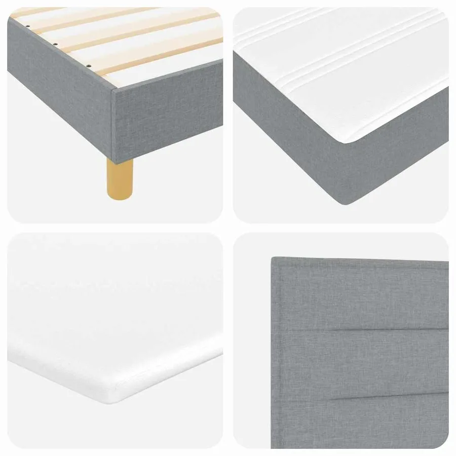 Lit à ressorts avec matelas Gris clair 90 x 190 cm tissu - 8