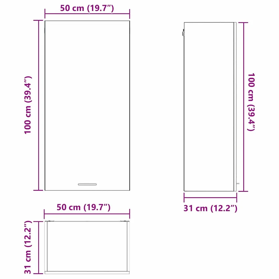 Armoire suspendue Chêne noir et Blanc 50 x 31 x 100 cm - 13