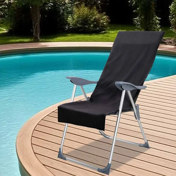 Serviettes de chaise d'extérieur 2 pcs Noir 130 x 60 cm