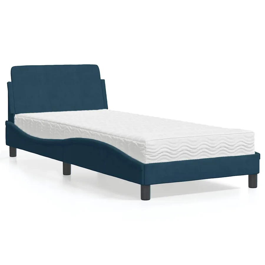 Lit avec matelas Dover bleu 90x200 cm velours - 2