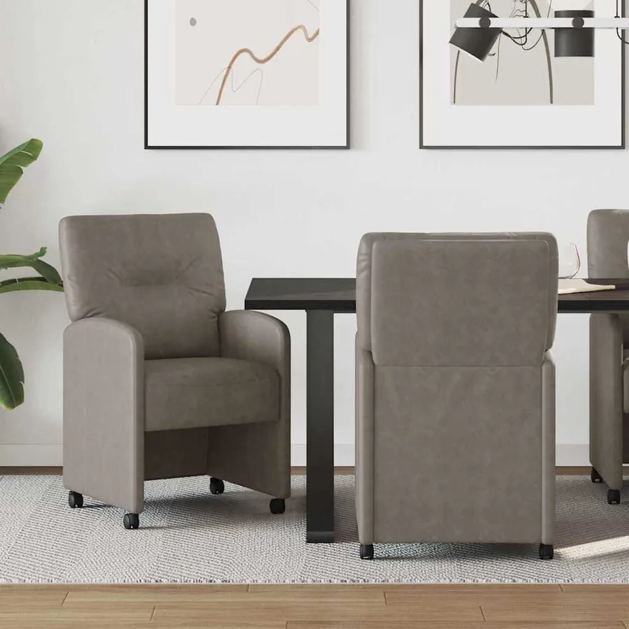 Chaises de Salle à Manger avec Roues 2 pcs Gris 57 x 67 x 95 cm