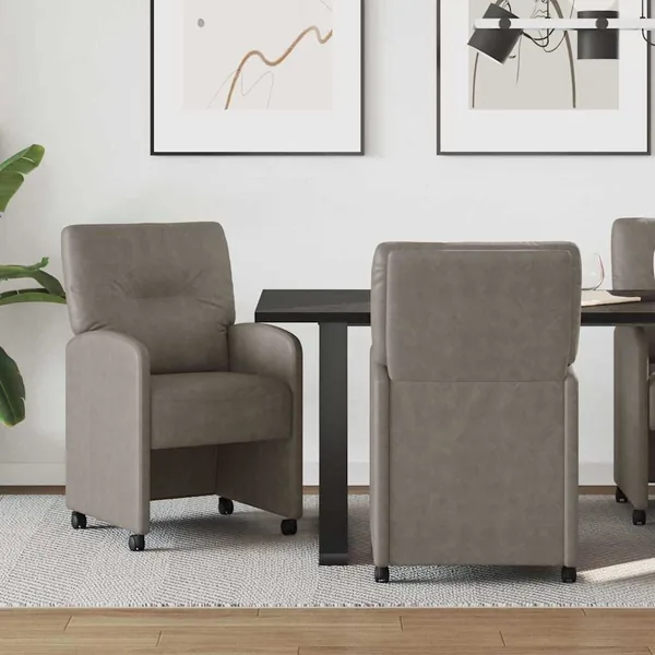 Chaises de Salle à Manger avec Roues 2 pcs Gris 57 x 67 x 95 cm