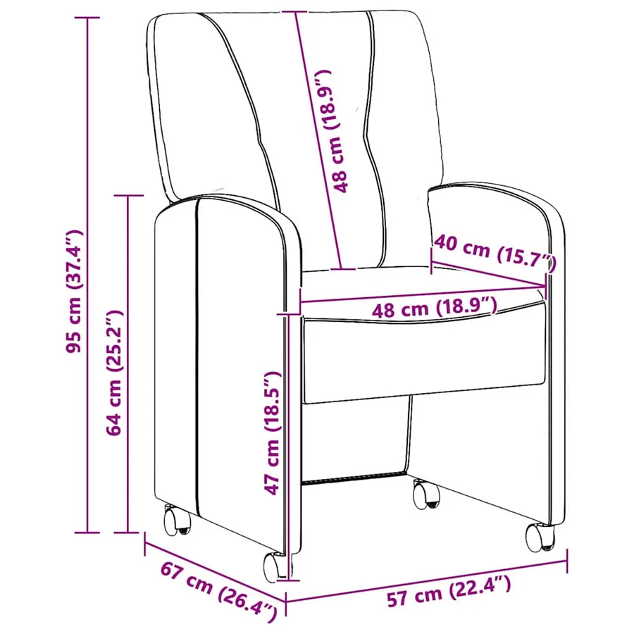 Chaises de Salle à Manger avec Roues 2 pcs Marron - 11