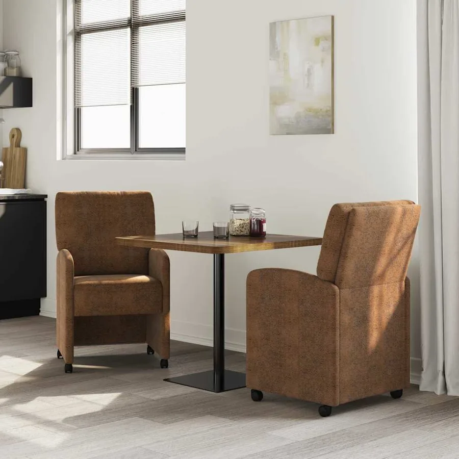 Chaises de Salle à Manger avec Roues 2 pcs Marron - 3