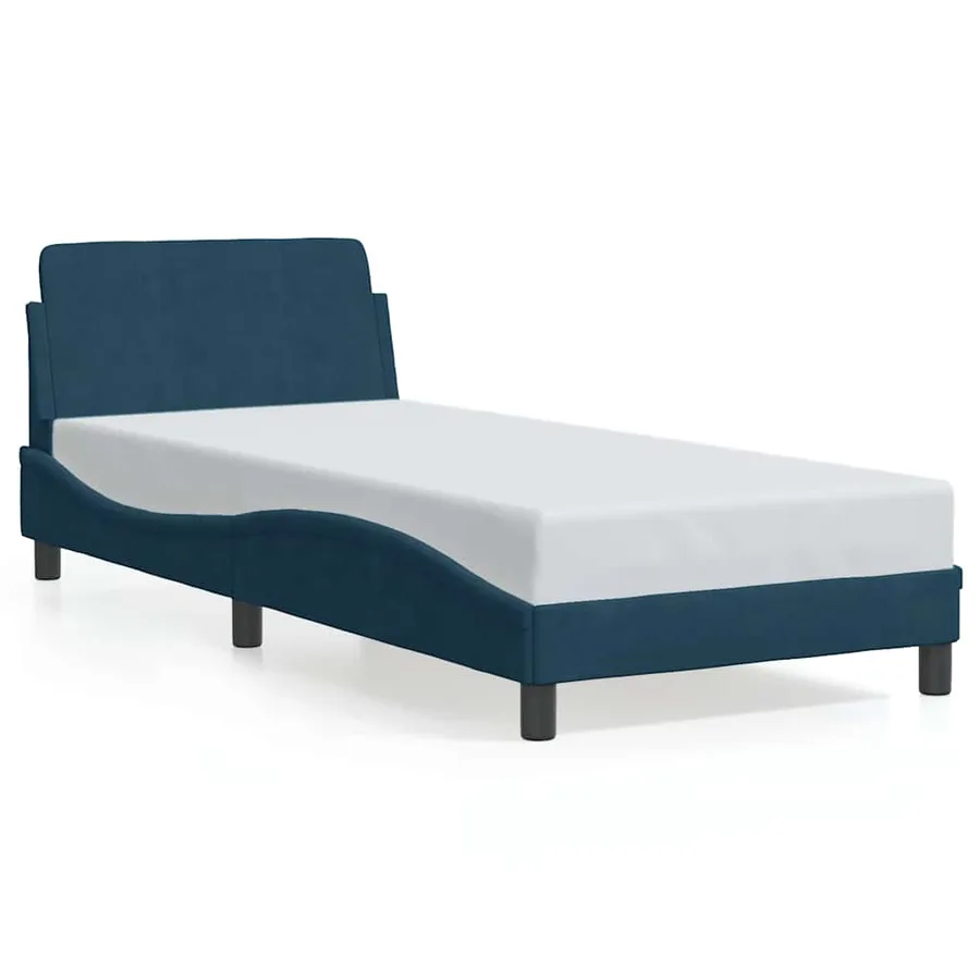 Cadre de lit avec tête de lit Dover bleu 90x200 cm velours - 2