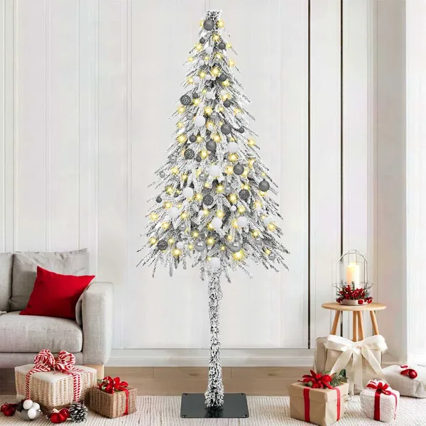 Sapin de Noël avec 300 LED Blanc 210 cm PE et Acier
