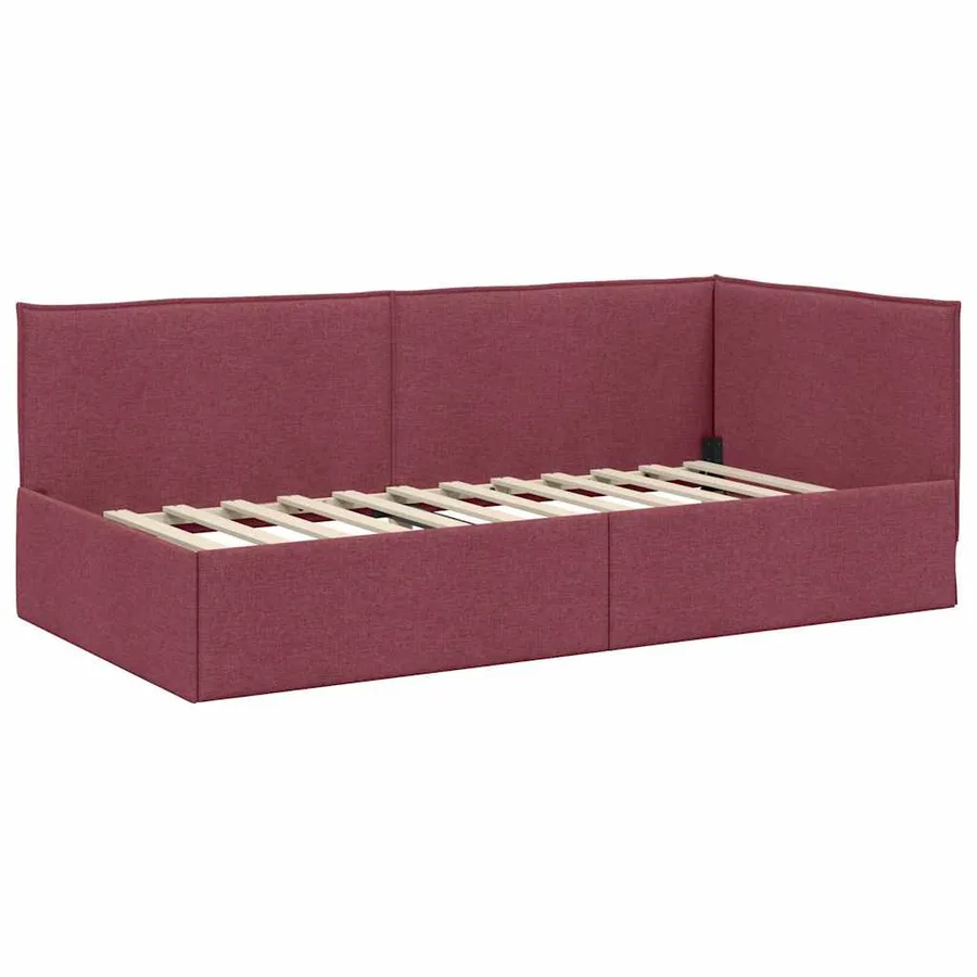 Cadre de lit d'angle Bordeaux 90 x 190 cm tissu - 4