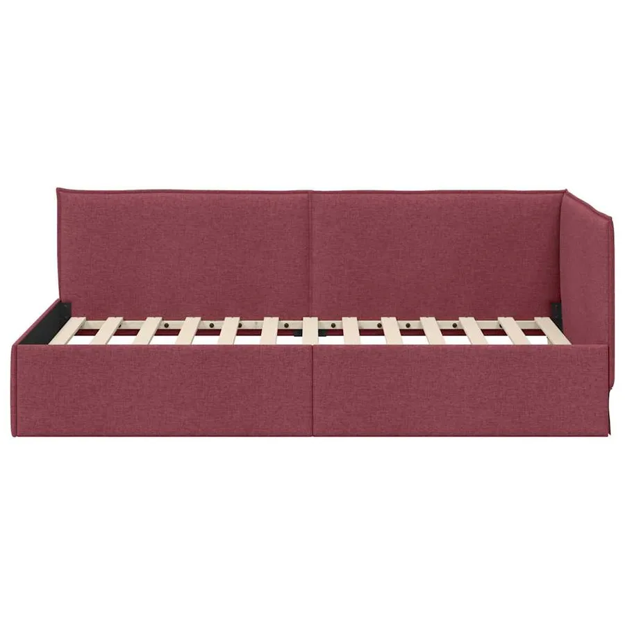 Cadre de lit d'angle Bordeaux 90 x 190 cm tissu - 5