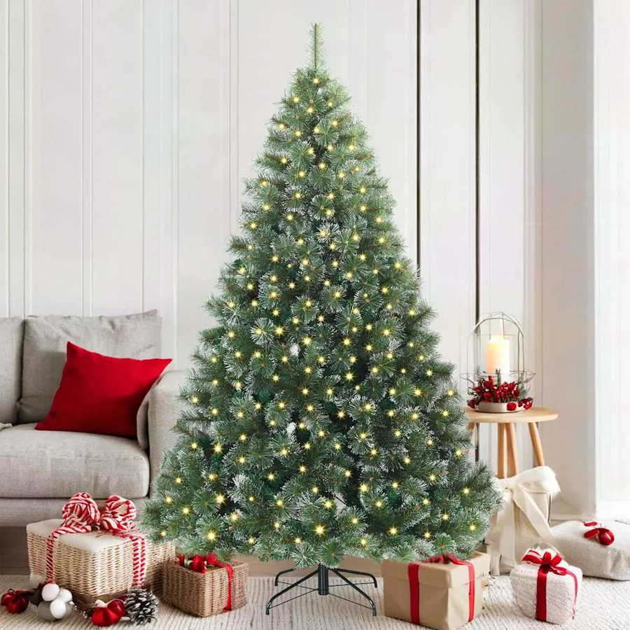 Sapin de Noël artificiel avec 300 LED Vert 180 cm PE et PVC