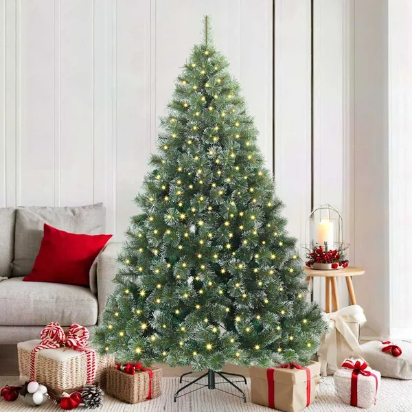 Sapin de Noël artificiel avec 300 LED Vert 180 cm PE et PVC