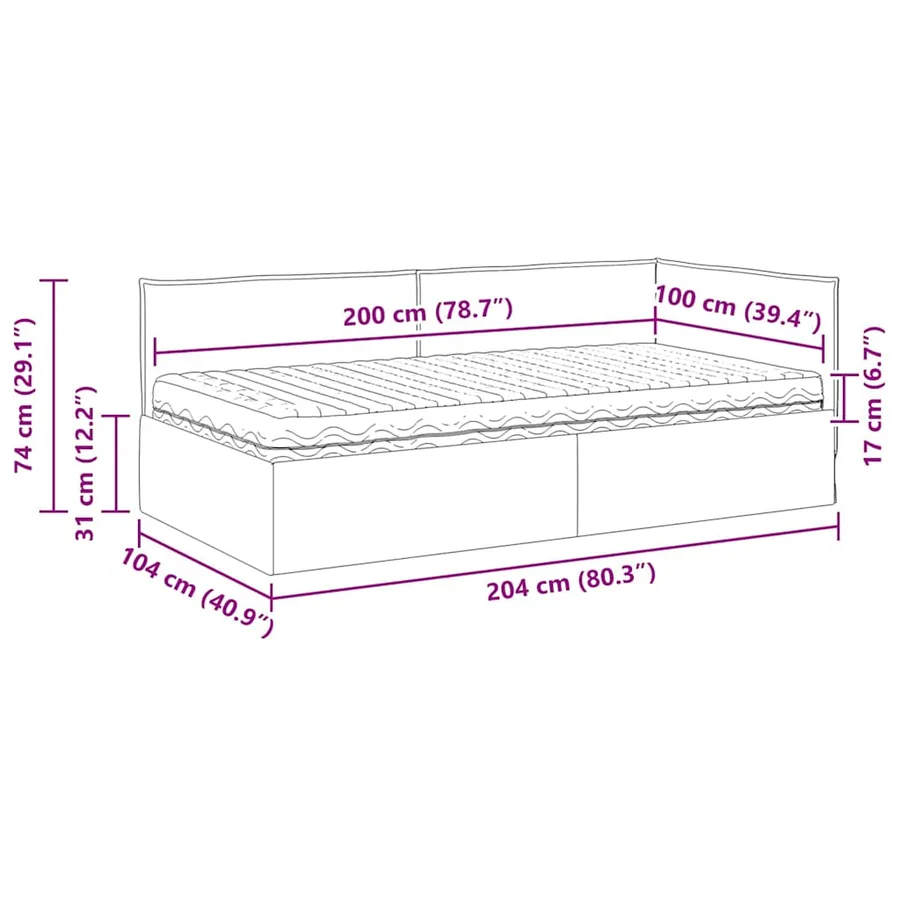 Cadre de lit d'angle avec matelas 2 pcs Gris Velours - 14