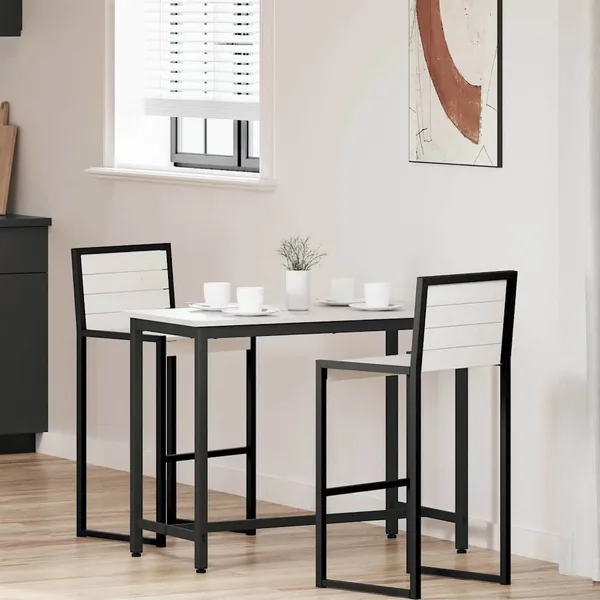 table Blanc 100 x 50 x 77 cm Bois d'ingénierie et acier