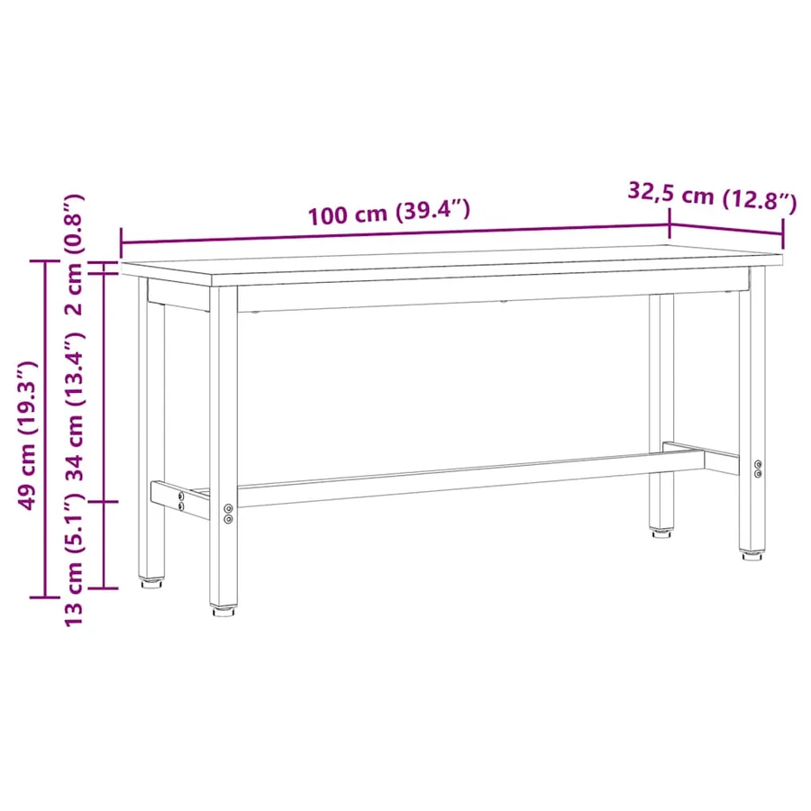 Bancs de Salle à Manger 2 pcs Naturel 100 x 32,5 x 49 cm - 8