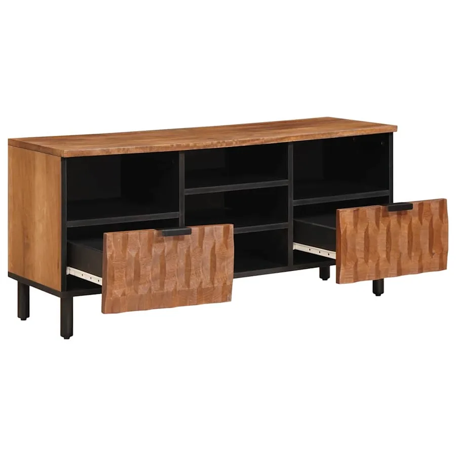 Meuble TV avec tiroir Finition Acacia Brun 100 x 33 x 46 cm - 2