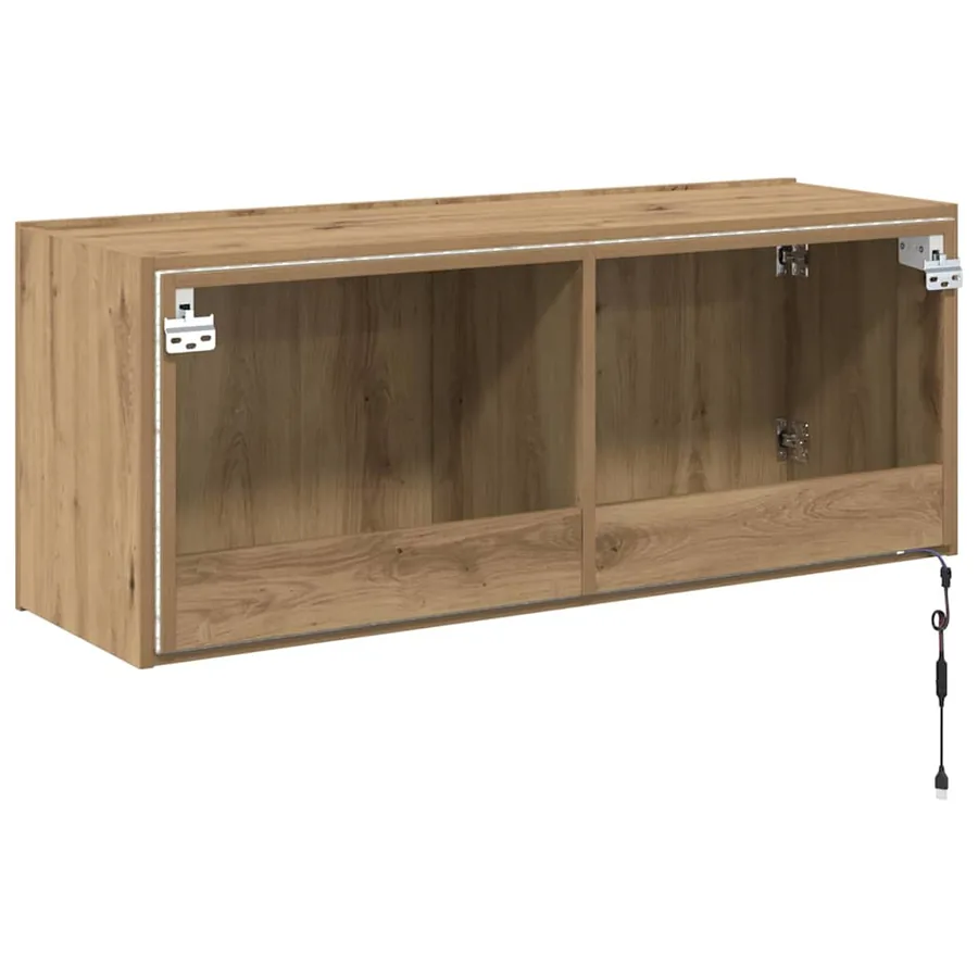 Meuble TV mural Chêne artisanal Bois d'ingénierie - 11