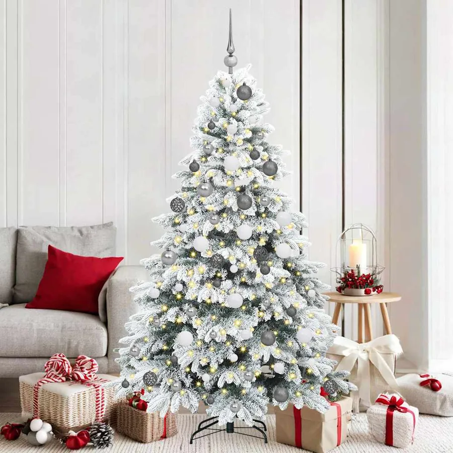 Sapin de Noël artificiel avec 300 LED Blanc 180 cm PE et PVC