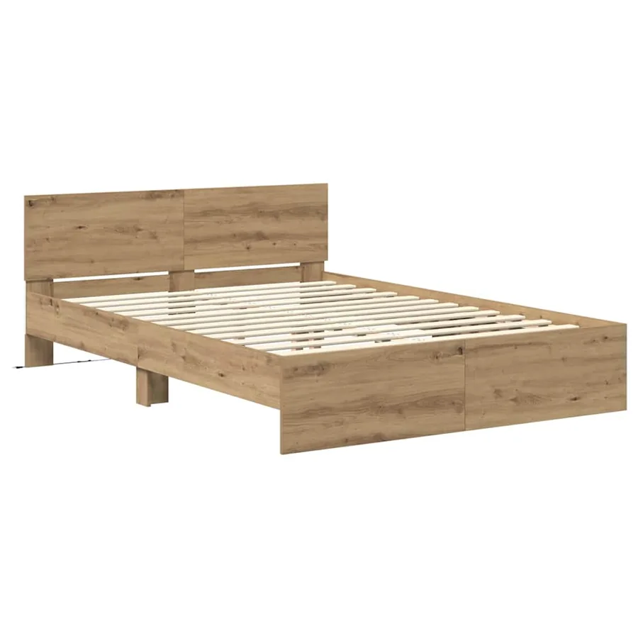 Cadre de lit Chêne artisanal 135 x 190 cm Bois d'ingénierie - 5
