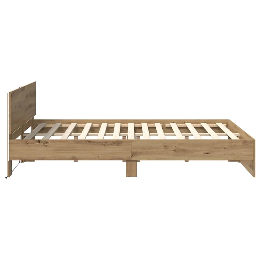 Cadre de lit Chêne artisanal 135 x 190 cm Bois d'ingénierie - 7