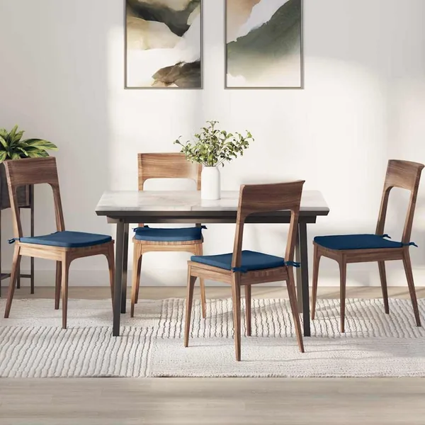 Coussins de siège 4 pcs Bleu 40 x 40 x 3 cm tissu