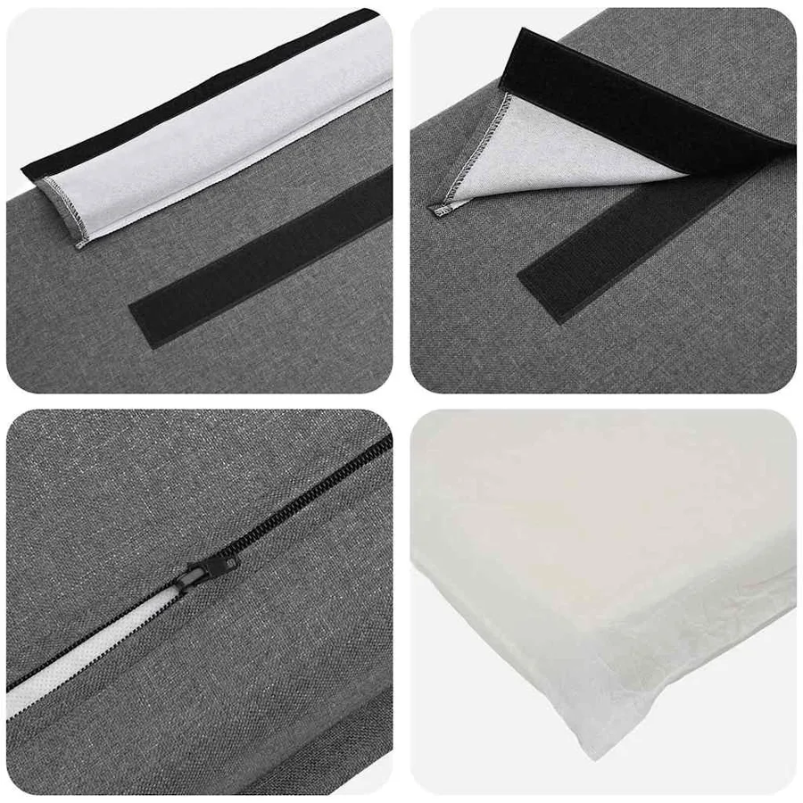 Tête de lit capitonnée Blanc et gris clair 120 cm Pin massif - 7