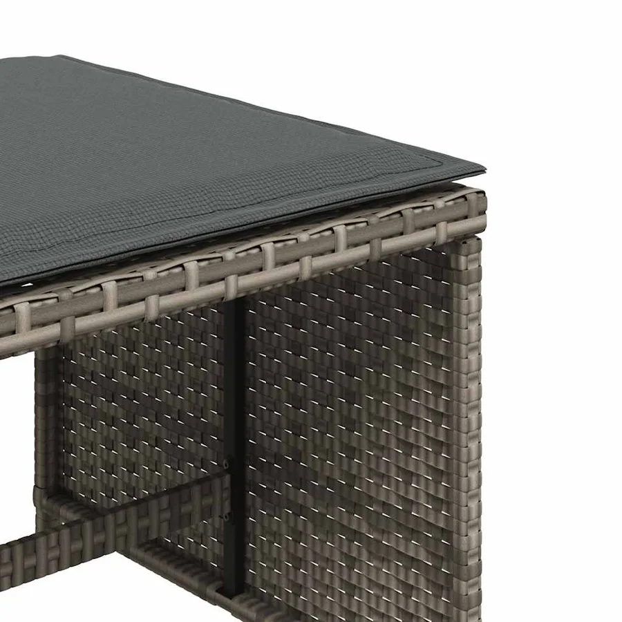 Ensemble à manger de jardin 5 pcs coussins gris résine tressée - 19