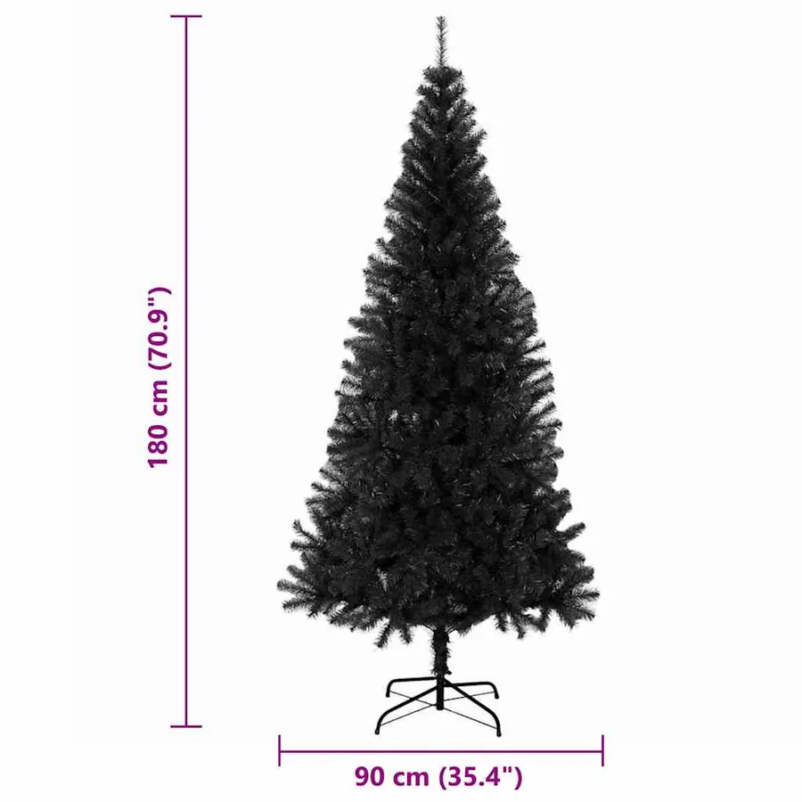 Sapin de Noël avec 300 LED avec support Noir 180 cm PVC - 18