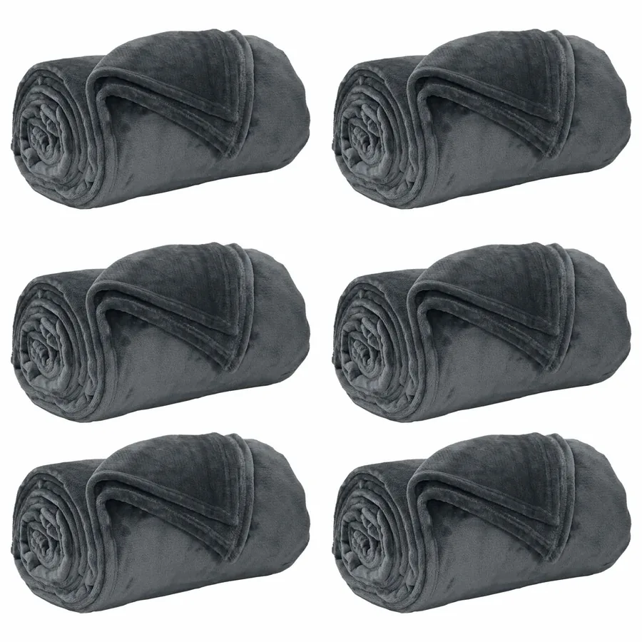 Couvertures à jeter 6 pcs Gris foncé 130 x 150 cm Toison - 2