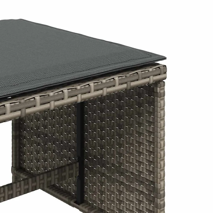 Ensemble à manger de jardin 5 pcs coussins gris résine tressée - 19
