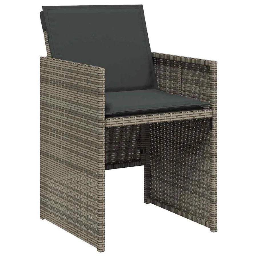 Ensemble à manger de jardin 5 pcs coussins gris résine tressée - 4