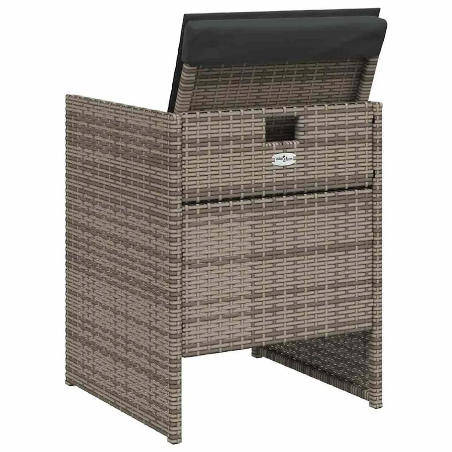 Ensemble à manger de jardin 5 pcs coussins gris résine tressée - 7