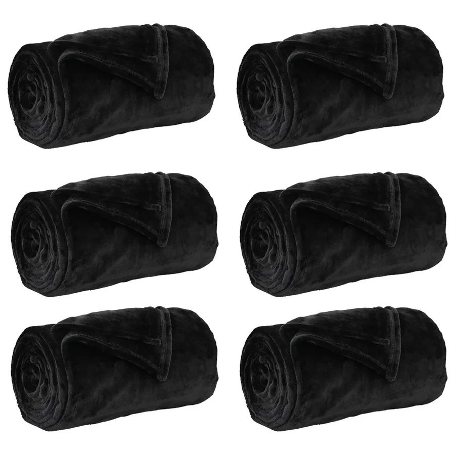 Couvertures à jeter 6 pcs Noir 220 x 240 cm Toison - 2