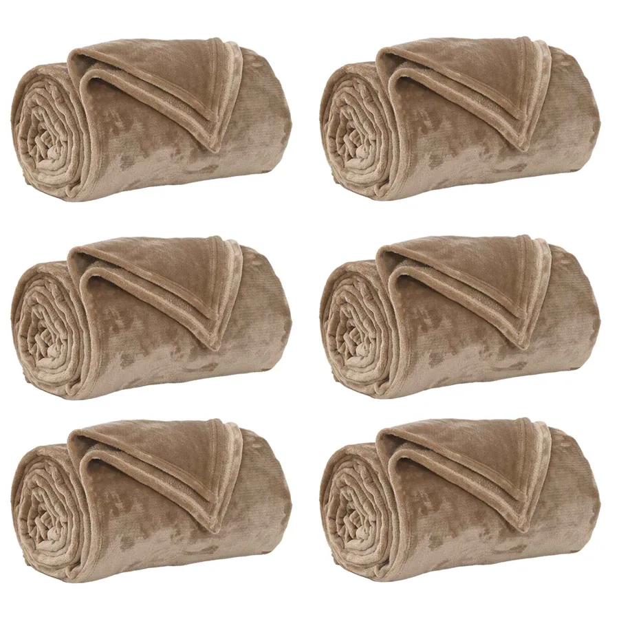 Couvertures à jeter 6 pcs Camel 220 x 240 cm Toison - 2
