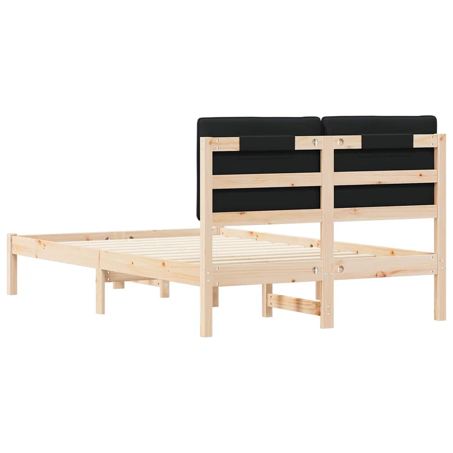 Cadre de lit avec tête de lit rembourrée Naturel et Noir - 7